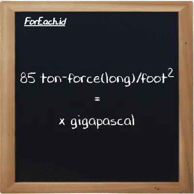 Example ton-force(long)/foot<sup>2</sup> to gigapascal conversion (85 LT f/ft<sup>2</sup> to GPa)